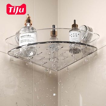 Tiju genuine powerful suction cup storage rack wall-mounted punch-free bathroom triangle basket washing table storage placement