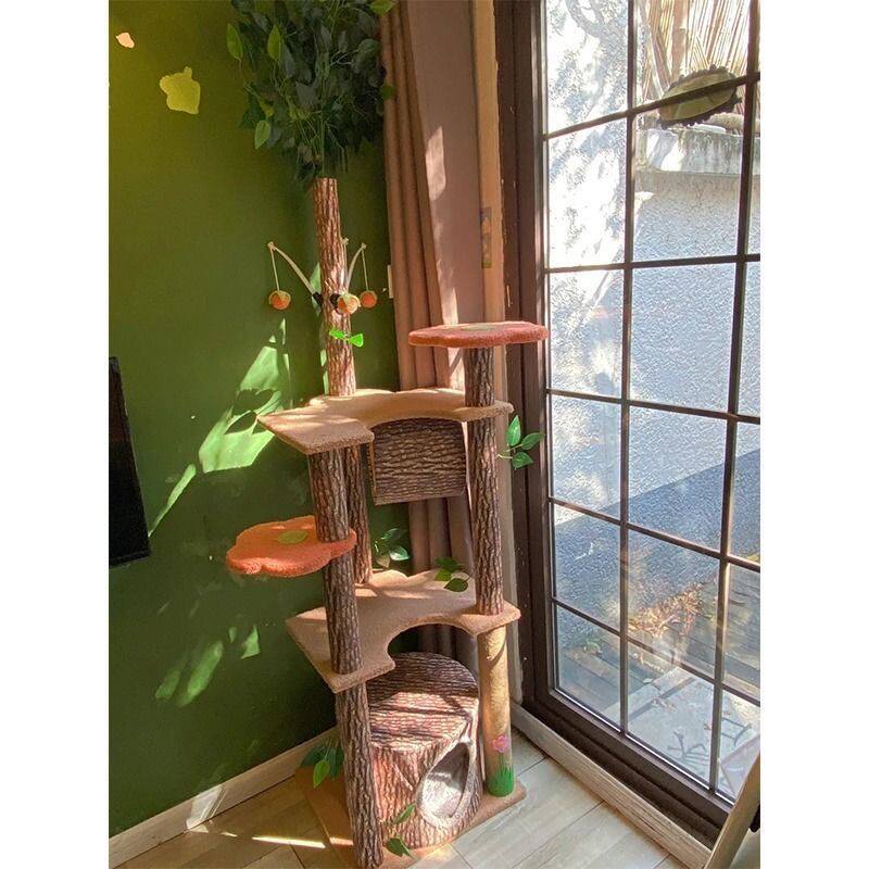 Cat climbing frame does not occupy the floor cat frame cat nest integrated cat tree jumping platform cat scratching board with nest cat climbing column scratching board cat supplies
