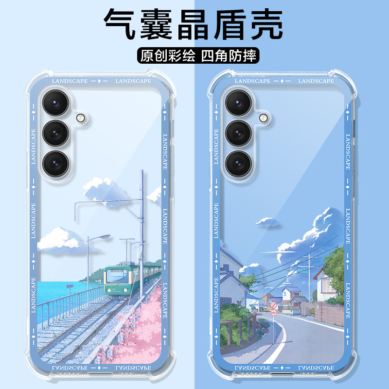 Suitable for Samsung S24Fe Phone Case, Japanese Anime Style Galaxy S24Fe Protective Cover, Galaxy S24 Ultra/23+/22 Plus/S21/S20 Full Coverage for Men and Women, Airbag M36 Transparent Soft Case