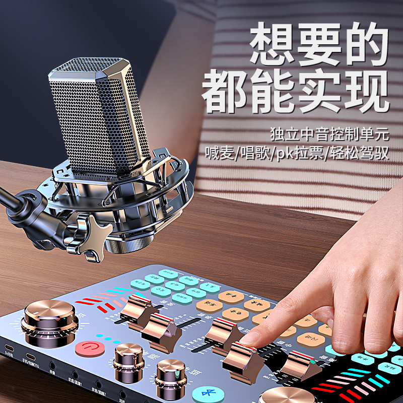 (Live Microphone) Dingzu Condenser Microphone Live Broadcast Equipment Full Set of Douyin Net Red National K Song Live