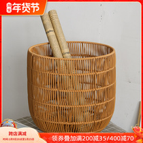 Calligraphy and painting storage painting bucket tube paper books and newspapers weaving imitation rattan handmade storage basket study calligraphy and painting scroll basket large