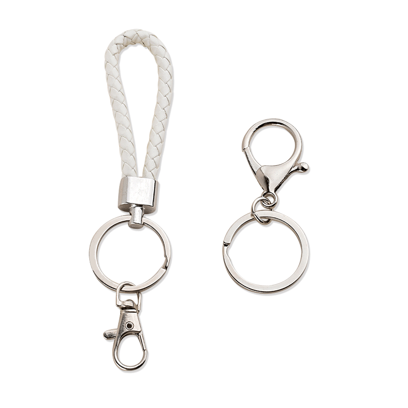 Work Id Card Holder Keychain Braided Leather Cord Sold Separately Key Ring Anti-Lost Alloy