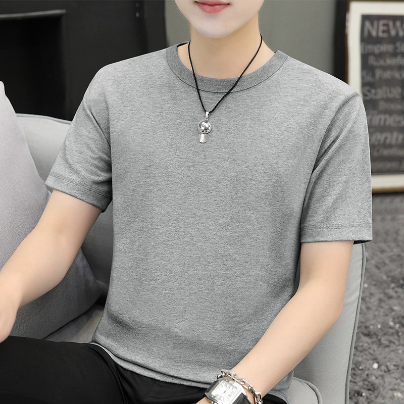 Tide brand Xinjiang cotton short-sleeved t-shirt men's summer thin section loose trendy men's t-shirt round neck half-sleeved white top