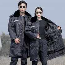Military coat mens winter thickened velvet mid-length regular clothing reflective strip cotton clothing cold protection security work cold protection clothing