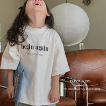 Korean style girls short-sleeved T-shirt summer childrens simple letter solid color loose short-sleeved versatile white printed top