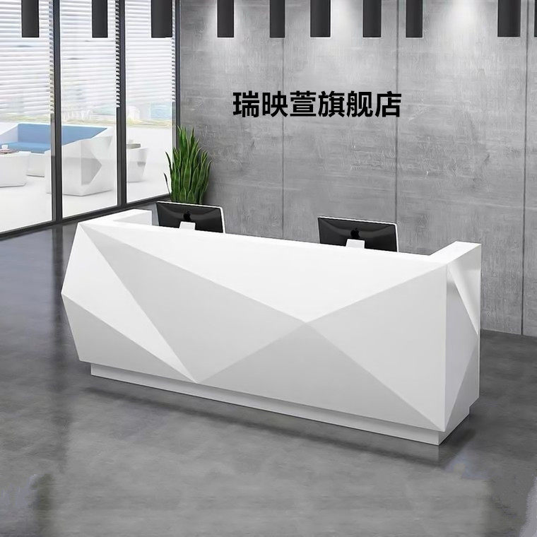 White Baking Varnish Front Desk Reception Desk Minimalist Modern Company Yingbin Consulting Beauty Institute Bar Desk Guest House Cashier Desk-Taobao