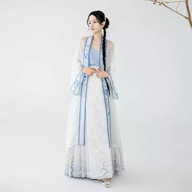 Пыльно-снежное собрание [Snow Tree] 2025 Новое Ming Сделано Золотой Лошадь Лицо Юбка Женская Оригинальная Новая Китайская Стиль Национальный Стиль Юбка