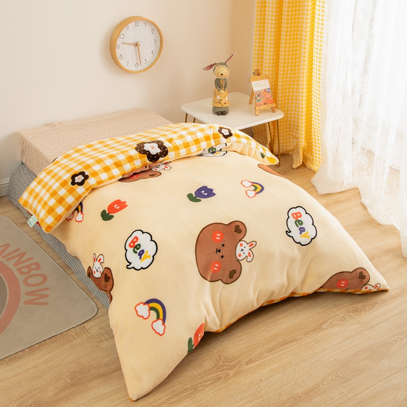 Children's cartoon kindergarten three pieces of milk-thickened coral velvet heating into garden products six pieces of sleeve condom