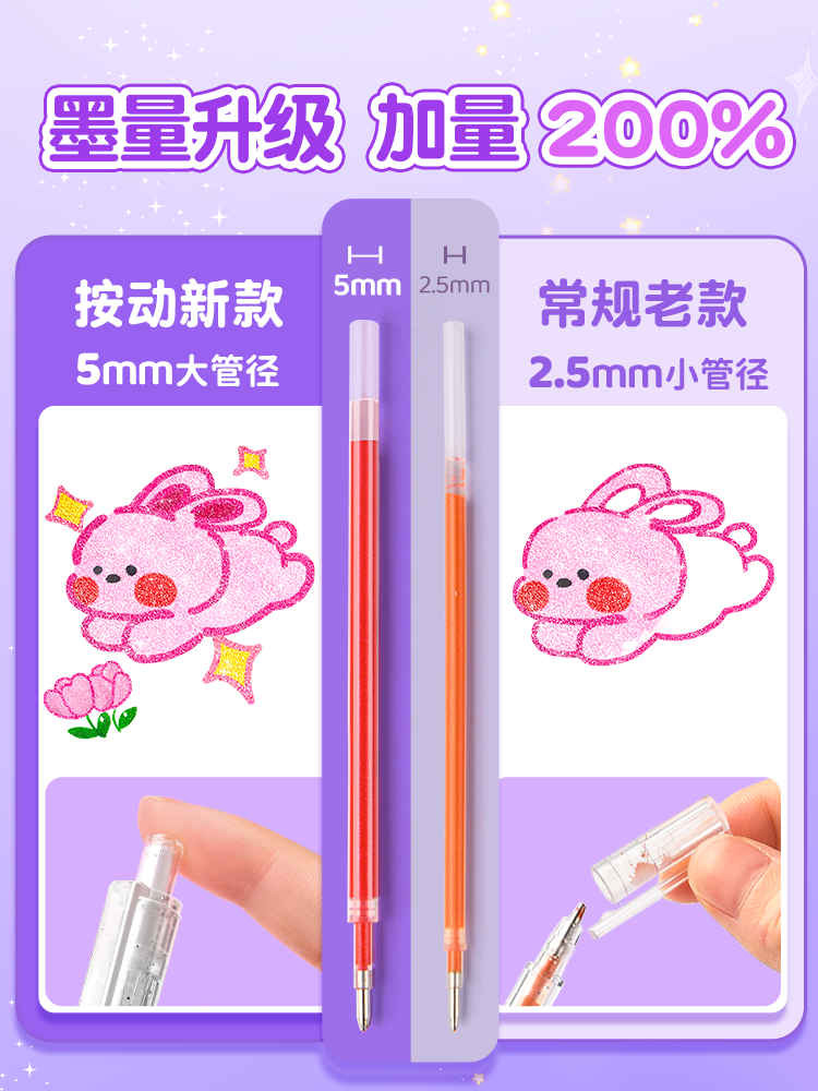 Press-Type Colorful Highlighter Pen, High-Value Ins-Style Glitter Pen with Glitter Powder, Glitter Gel Pen for Children, Special Highlighter Pen for Elementary School Students, Colorful Pen for Middle School Students, Drawing and Journaling Colorful Pen