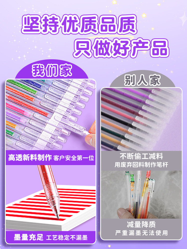 Press-Type Colorful Highlighter Pen, High-Value Ins-Style Glitter Pen with Glitter Powder, Glitter Gel Pen for Children, Special Highlighter Pen for Elementary School Students, Colorful Pen for Middle School Students, Drawing and Journaling Colorful Pen