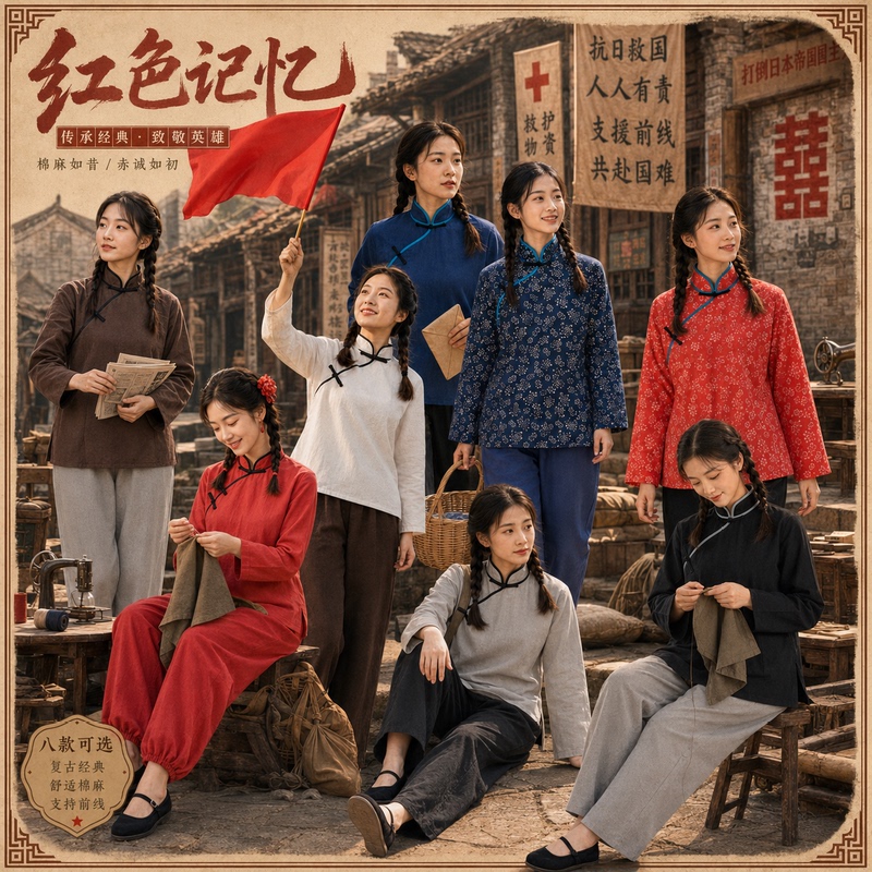 Rural Village Girl Costume, Ah Qing's Performance Outfit, Republic of China Floral Dress, Women's Clothing, Old Society Villager Clothing, Liu Hulan Rural Village Girl Costume, Ah Qing's Performance Outfit, Republic of China Floral Dress, Women's Clothing, Old Society Villager Clothing, Liu Hulan