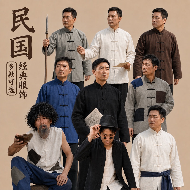Peasant Clothing, Republic of China Performance Costumes, Ancient Patched Clothes, Old Coarse Cloth, Rural Old Man, Common People, Cotton and Linen Men's Clothing