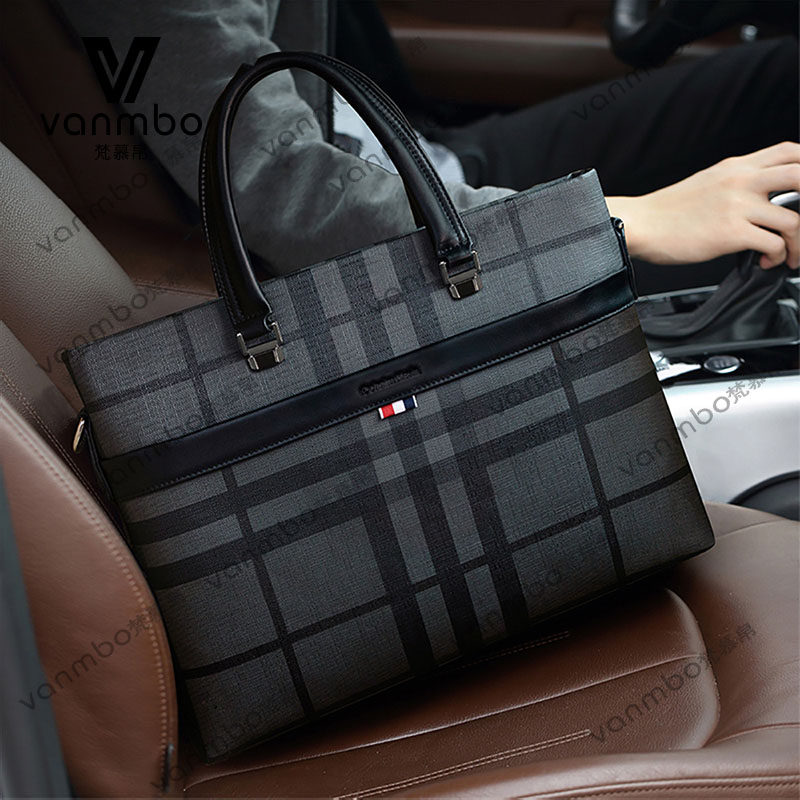 Men's Boomer Hand Handbag Genuine Leather Briefcase Man Satchel Single Shoulder Inclined Cross Single Shoulder Bag Large Capacity Business Computer Bag