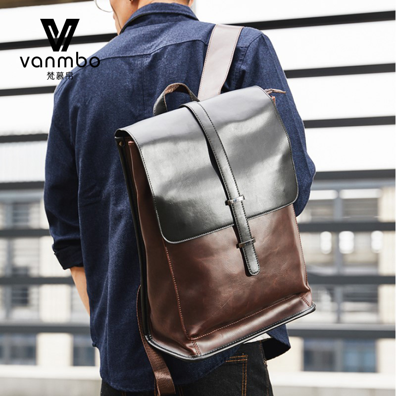Retro Crazy Mappie Genuine Leather Rear Shoulder Bag Men's Bag Street Head Fashion Trends Personality Travel Bag Computer Bag