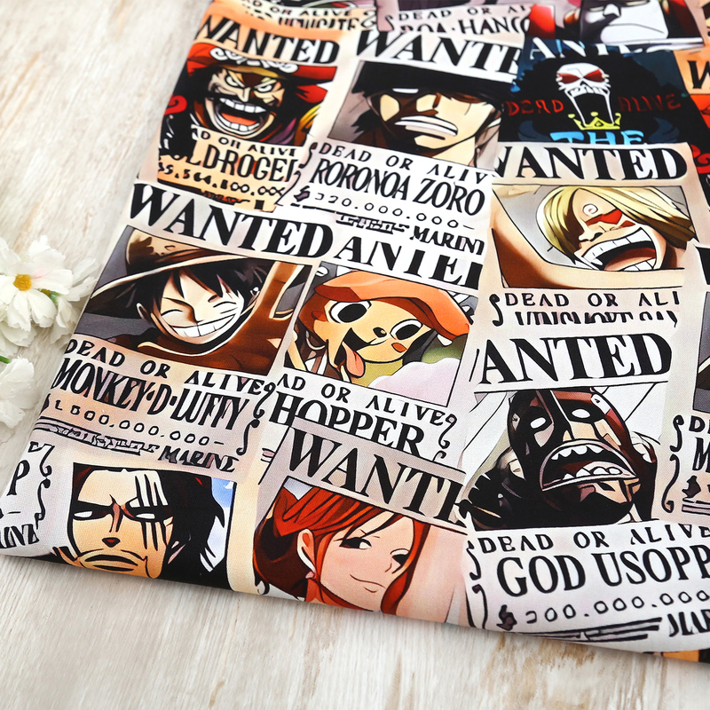 One Piece Luffy Printed Cotton 8-Ounce Fine Canvas Fabric Pure Cotton Children's Vest Jacket Handmade DIY Material