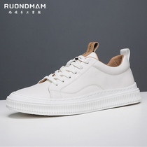 RUONDMAM thick-soled heightening board shoes mens 2022 summer new breathable white shoes trend all-match casual shoes