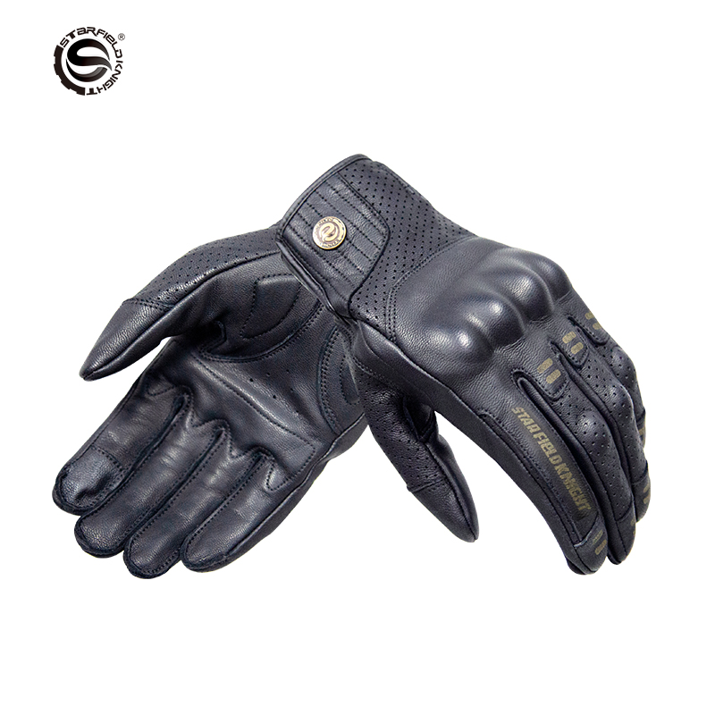 Starry Sky Rider Motorcycle Gloves Bike Ride Protection Goatskin Vintage Breathable Fingertip Touch Screen Commuter