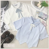 (small begs) feet-feet JK original uniform Han style cashew waist pure desire 100 lap short sleeve shirt