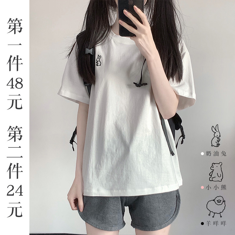 Size feet JK uniforms Summer 100 hitch Soft girl pure cotton butterfly knot lotus leaf side short sleeves Short T