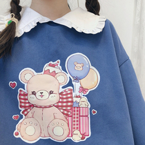 (Gift Bear) feet-feet JK original autumn and winter warm and soft girl fake two students loose long sleeve headsets