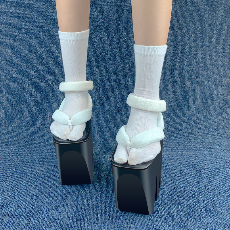 Cool Three-Toothed Clogs, Home Wooden Slippers, Cosplay Shoes, Flower Girl Pvc Sole, Super High Heels Cosplay
