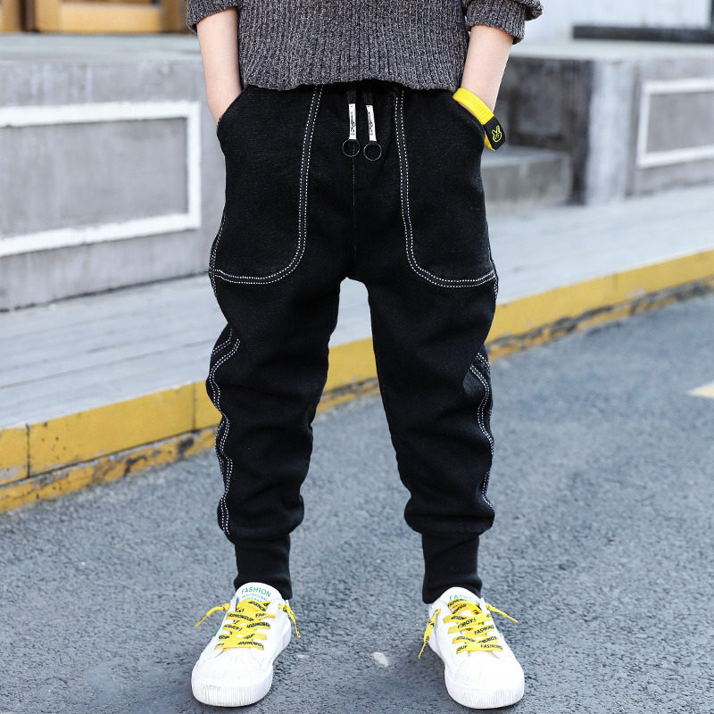 Boy pants spring autumn style 2023 new Korean version CUHK Boy Fry Street Boy Fall Sports Children Autumn Clothing Long Pants-Taobao