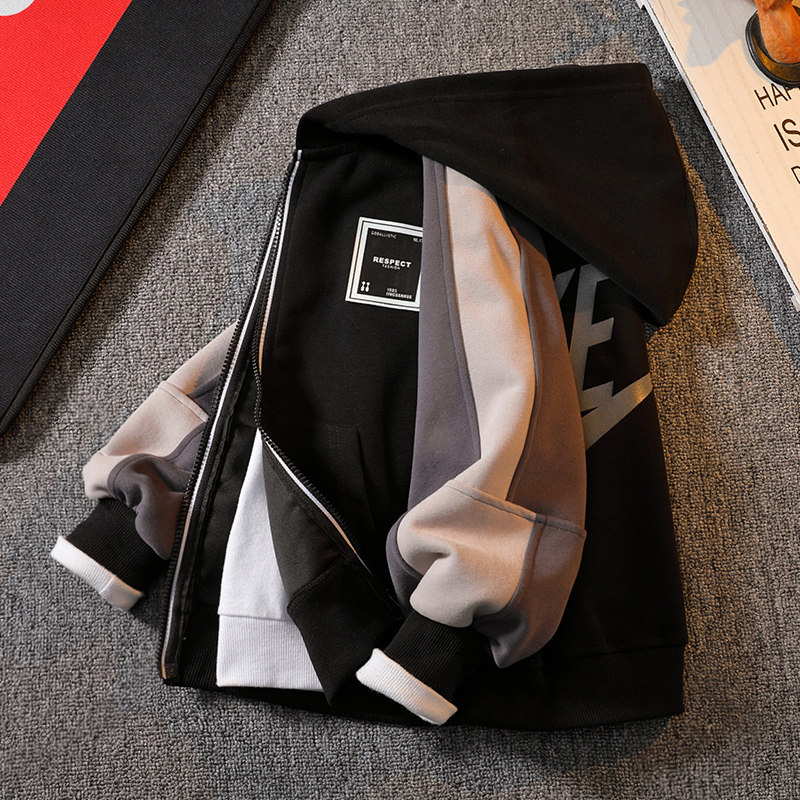 Children's clothing boys spring jacket 2022 new middle and big children foreign style boys spring children's spring and autumn hooded tops