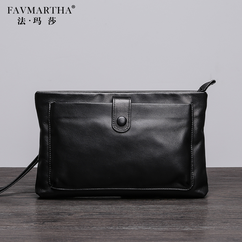 Men's handbag leather tide brand ins business clutch bag soft leather high-grade first layer soft cowhide clutch bag men's clip bag