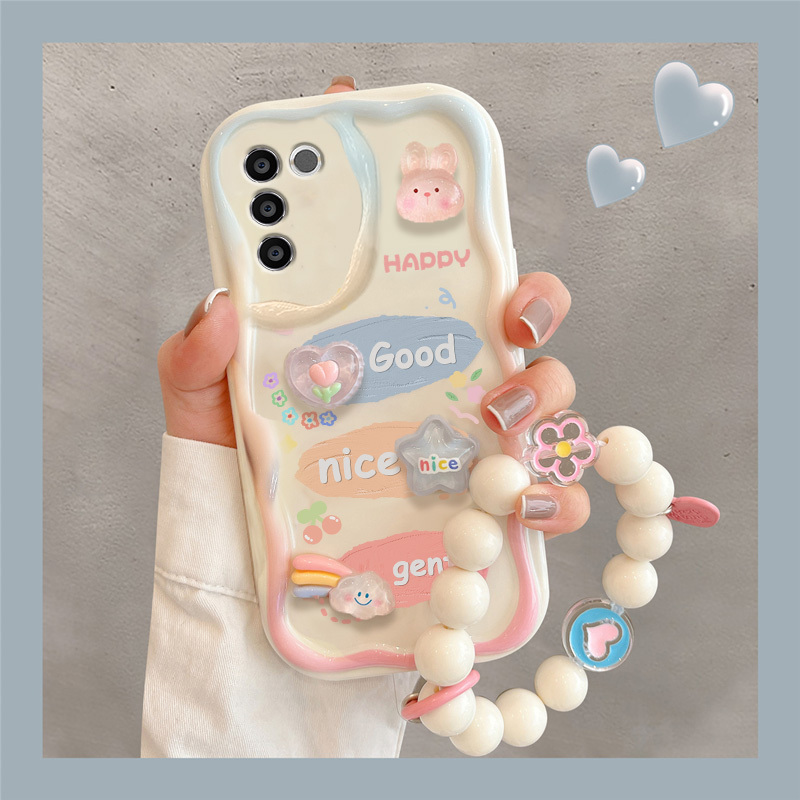 Suitable for Vivo S16 Phone Case S16E Protective Cover Vivo S16Pro Anti-Drop V2244A Full Coverage Viv0S16 New Model for Women S16Por Bracelet Si6 Water Drop Case 3D Painted Bunny Bear