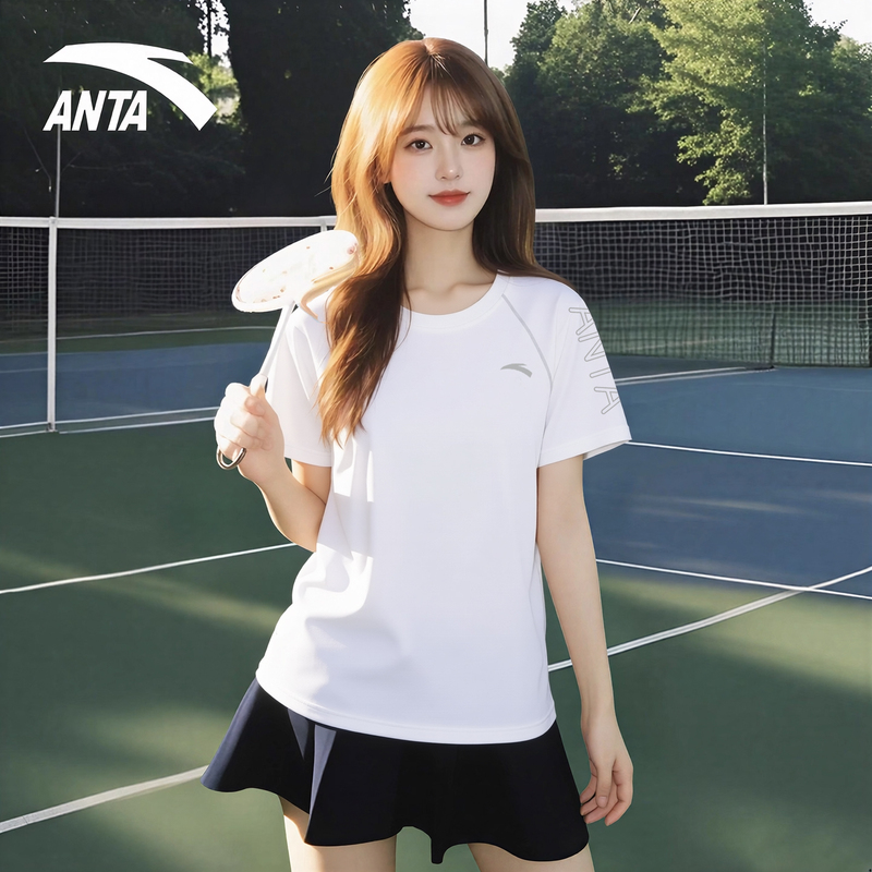 Anta Quick-Drying Short-Sleeved T-Shirt for Women Spring and Summer New Style Student Breathable Running Fitness Ice Silk Badminton Wear Short T-Shirt Anta Quick-Drying Short-Sleeved T-Shirt for Women Spring and Summer New Style Student Breathable Running Fitness Ice Silk Badminton Wear Short T-Shirt