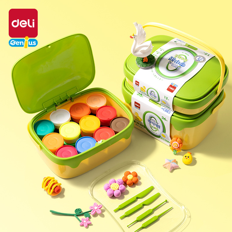Deli Children's 0 Formaldehyde Ultra-Light Clay Playdough Plasticine Clay for Kindergarten Baby DIY Antibacterial Clay