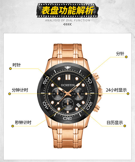 Japanese Genuine Store Watch Men's Mechanical Watch Fully Automatic Luminous Waterproof Multifunctional New Quartz Watch Steel Band Trendy