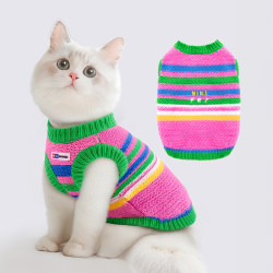 Kitten Clothes Autumn and Winter Style Pet Warm Sweater Silver Gradient Ragdoll Orange Hairless Devon Knitted Vest Clothing