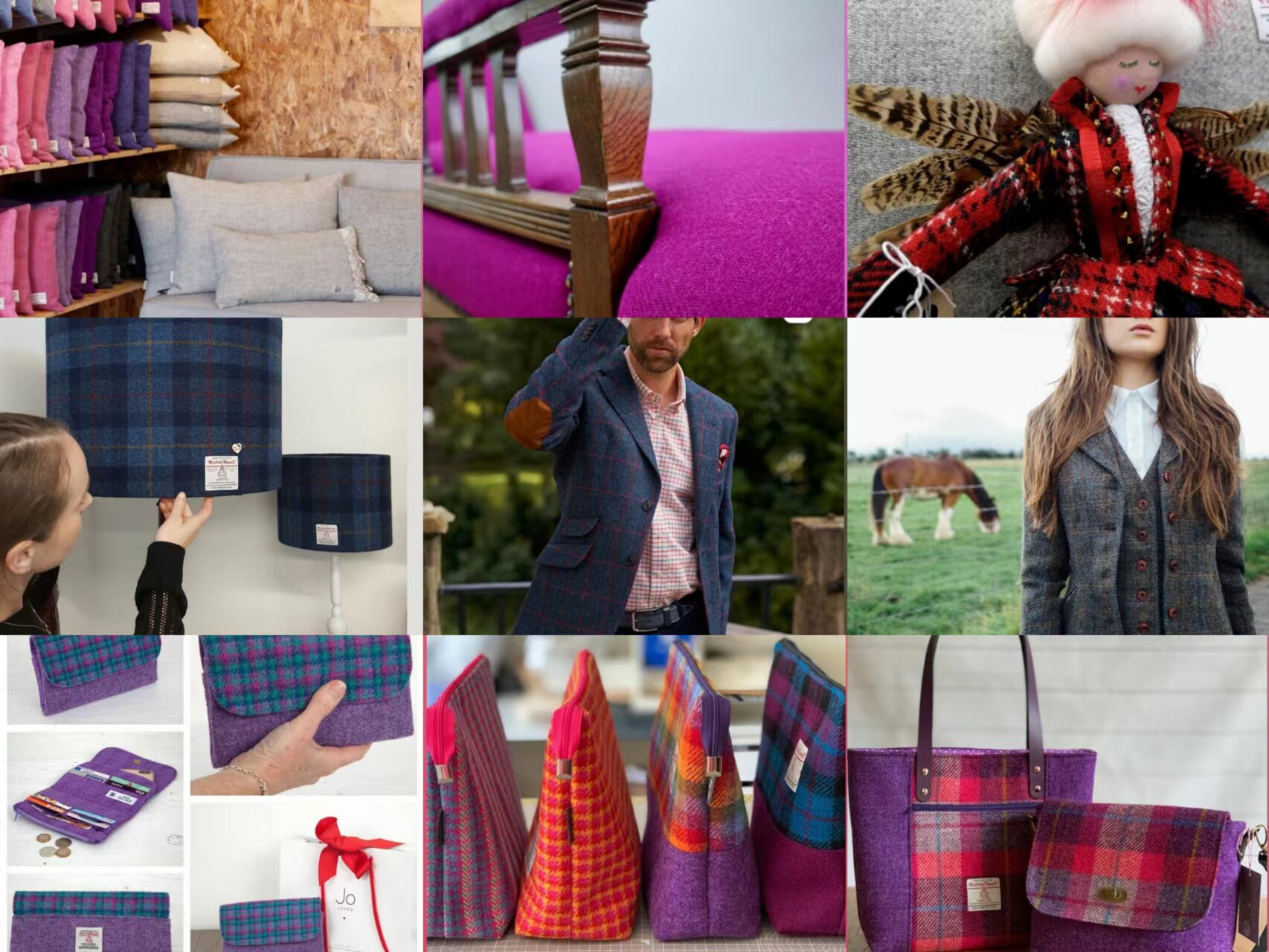 Баррет материал 正品harris tweed哈里斯粗花呢布料天蓝格纹diy服饰箱包配饰