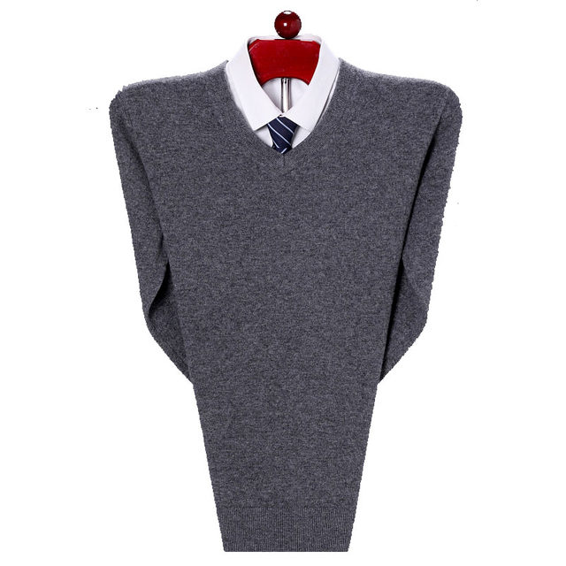 Ordos cashmere sweater men's thickened men's sweater V-neck sweater men's sweetheart neck round wool thin wool men's wear