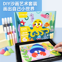 Sand painting childrens colored sand double-sided painting coloring painting diy handmade coloring glitter powder toy sand painting set