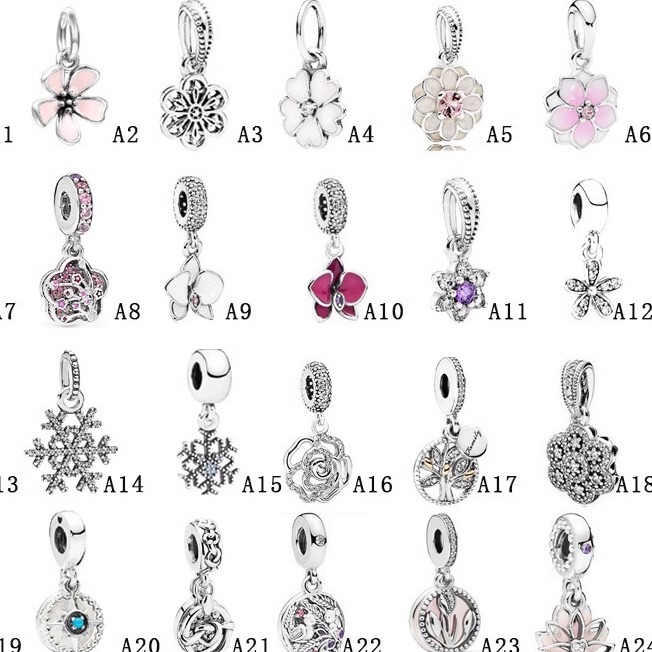 Pan's Jewelry Sparkling Snowflake Magnolia Series Beads Pansy Flower Loose Beads Bracelet DIY Accessories