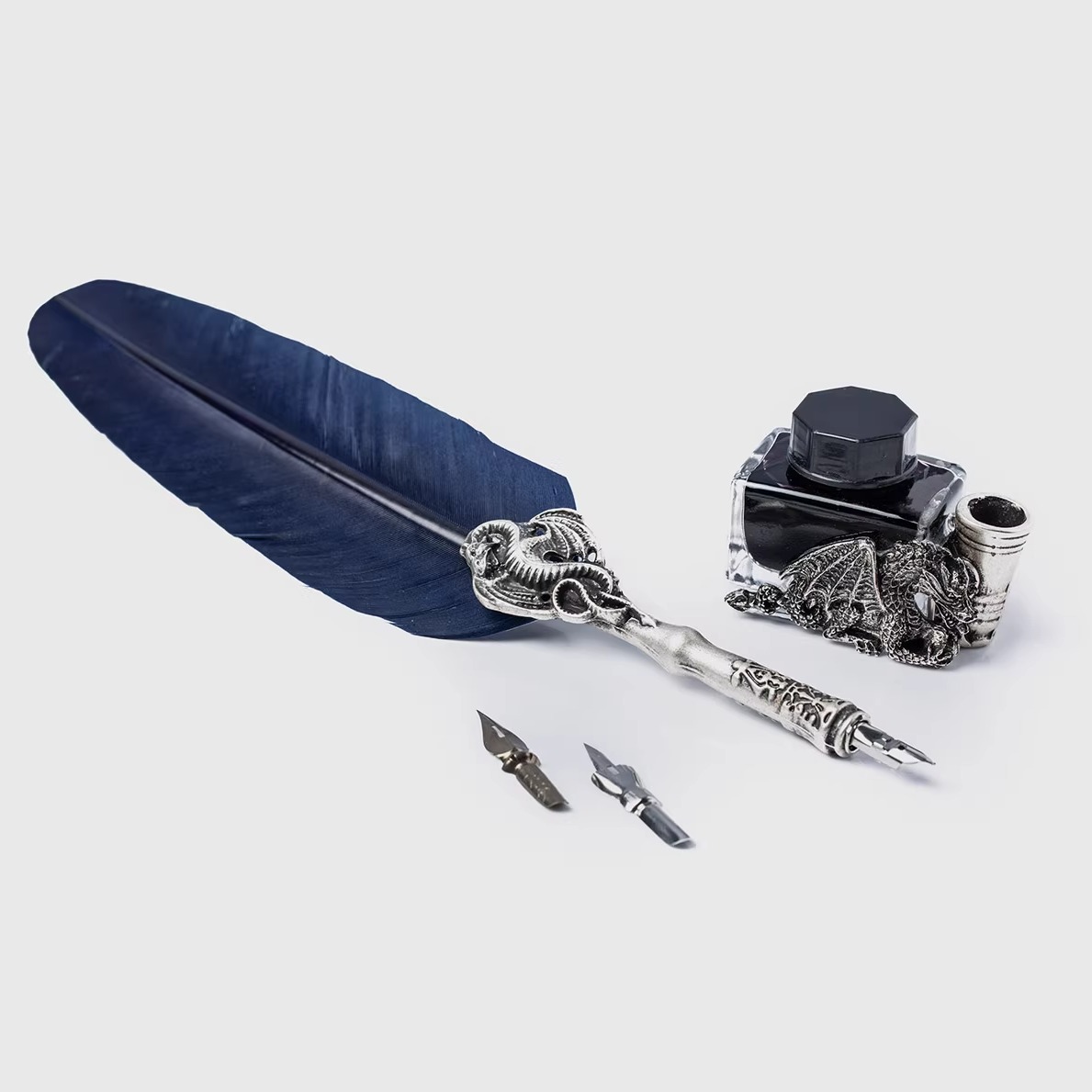 [メイソンバンシャン絵画] イタリア製羽根ペン フクロウのディップペン 英語の書き方 マジックフェザーペン 筆記体 ガチョウの羽