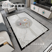 New Chinese style living room Jiuyu lotus parquet tiles 800x800 full porcelain anti-slip into the family Guan style floor tiles