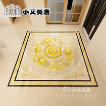 New Chinese style living room floor tiles puzzle earth center decorative mosaic tiles lotus nine fish picture floor tiles blooming wealth