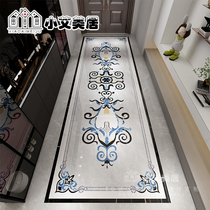 French aisle parquet floor tiles living room entrance entrance corridor imitation water jet Foshan gray style tiles