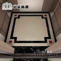 Customized elevator car tile imitation water jet mosaic floor tiles community sightseeing commercial elevator puzzle style floor tiles