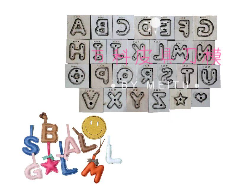 diy handmade leather knife die: letter leather with knife die pendant complete with 25 letters-Taobao