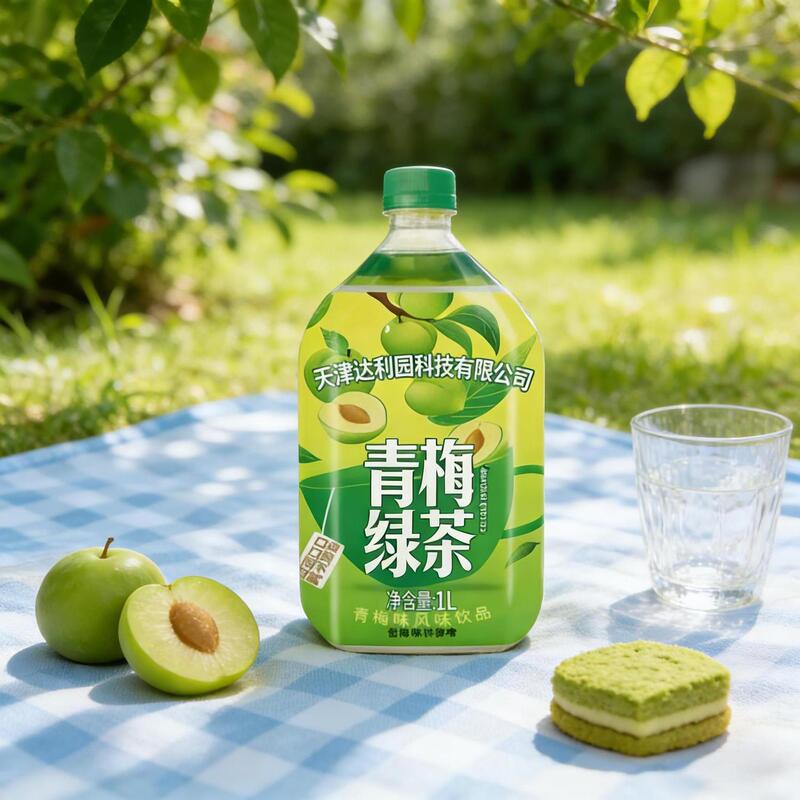 Green Plum Green Tea 1L Large Bottle Summer Thirst-Quenching and Refreshing Leisure Drink Flavored Tea Beverage Special Offer