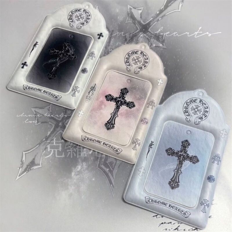 Vintage Cross-Pattern Card Holder for Fans of K-Pop 3inch Small Cards, Stand-Up Card Frame, Celebrity Photo Protector