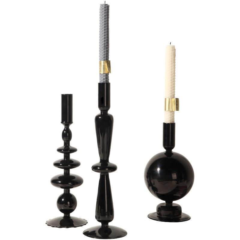 ins same glass candle holder super cool black and white style light lavish piece clothing shop café folk soft dress decoration
