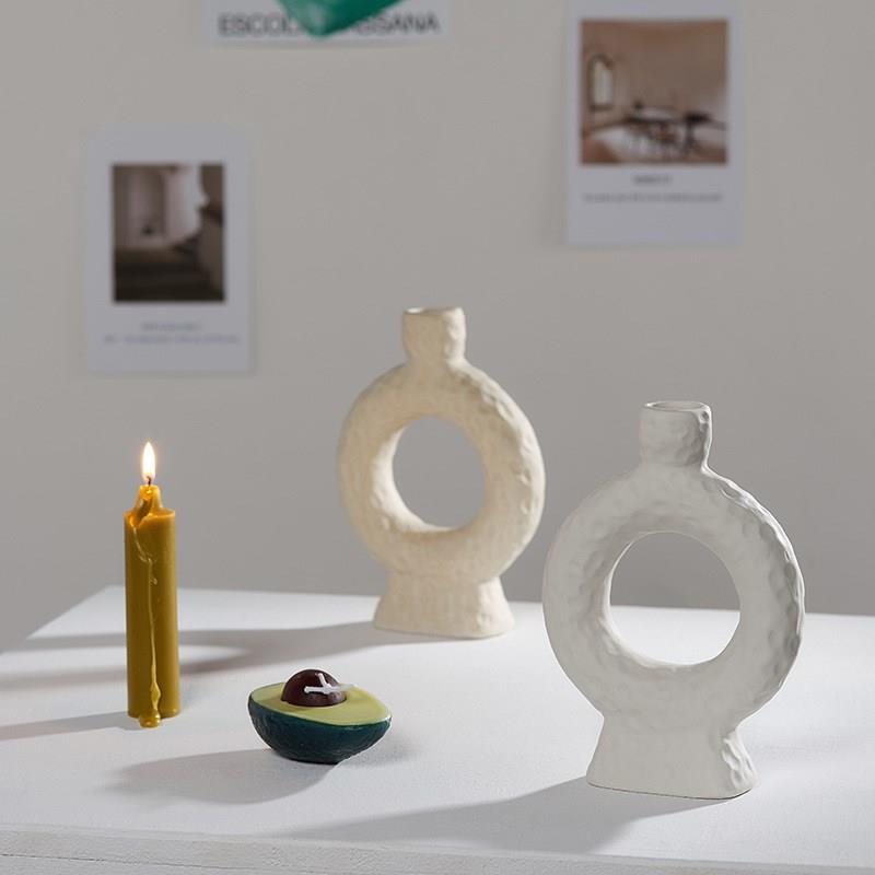 Creative Nordic White Ceramic Vases Hem Modern Minimalist Living-room Wine Cabinet Decorations Personality Dry Flower Inserts