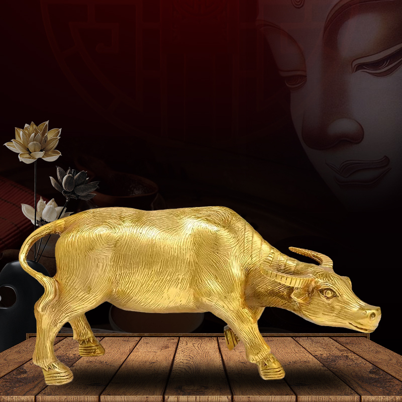 Pure Copper Buffalo Statue, Zodiac Ox, Auspicious and Good Luck, Home Office Decoration, Housewarming Gift