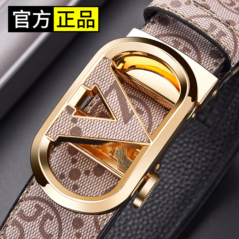 COLUMBUPOLO Belt Men's Genuine Leather New Top Layer Cowhide Automatic Buckle Belt Trendy Versatile Casual Belt - Taobao