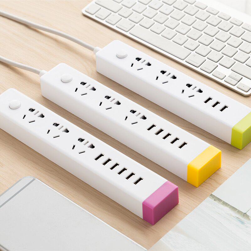 Justice cow USB plug multi-port plug-in board fast charging socket long line 3 5 meters 8m multi-functional porous row socket